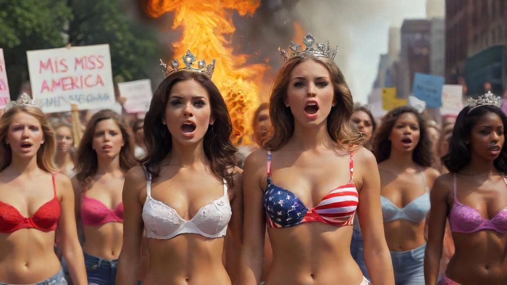 Did women actually burn their bras at the 1968 Miss America protest?